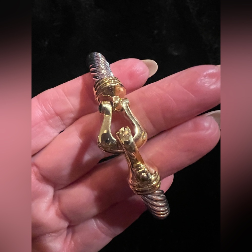Designer Replica Gold and Silver Tone Horsebit buckle Bracelet